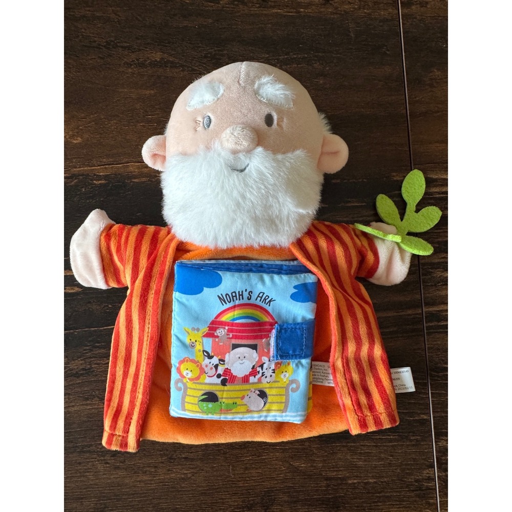 Demdaco Noahs Ark Plush Hand Puppet with Attached Fabric Story Book Toy